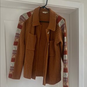 Women's Orange Patterned Sweater